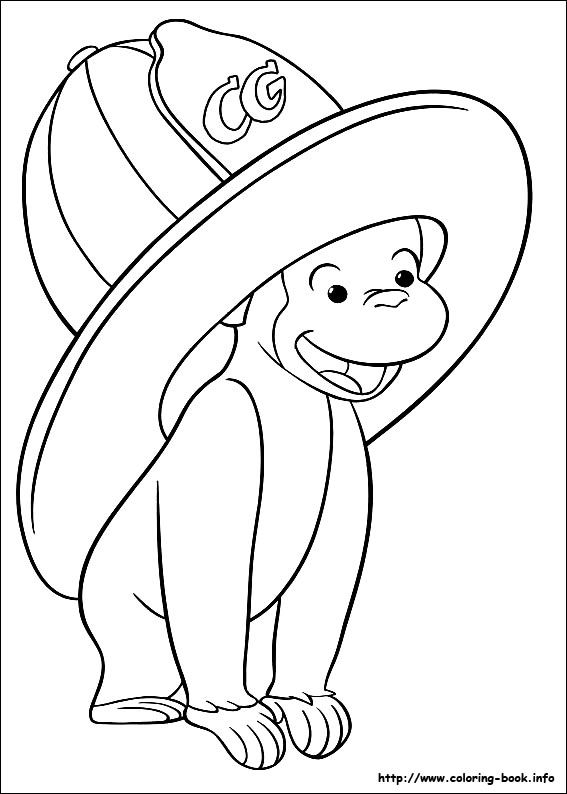 Adorable curious george coloring picture