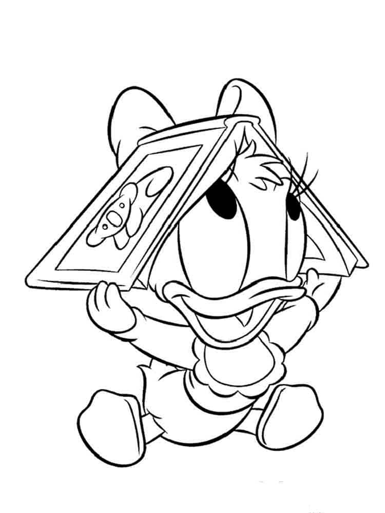 Disney cute character with a book coloring page