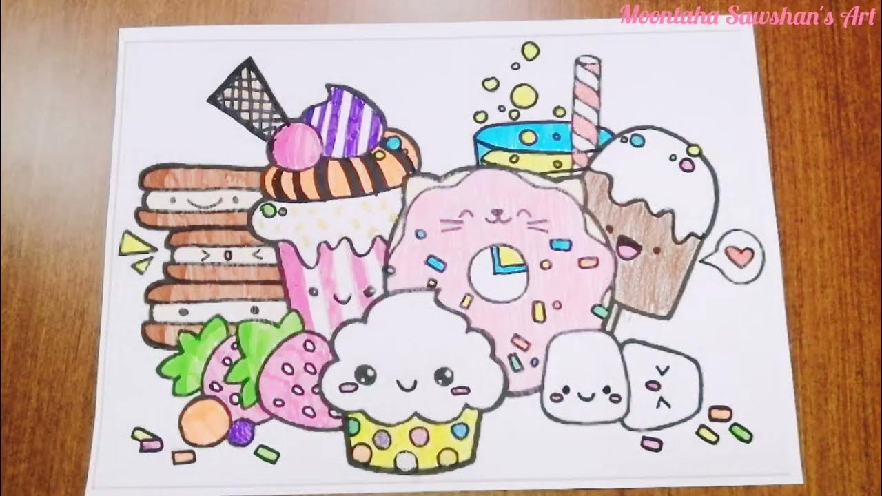 Cute food coloring cute dessert kawaii coloring pages cute little things drawing ideas