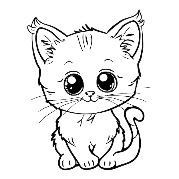 Premium vector cute kitten coloring pages for kids and toddlers