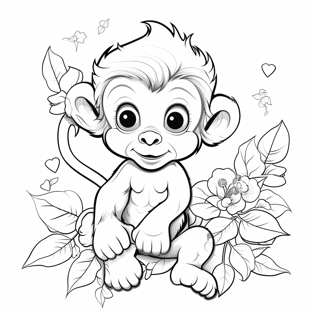 Baby monkey coloring pages