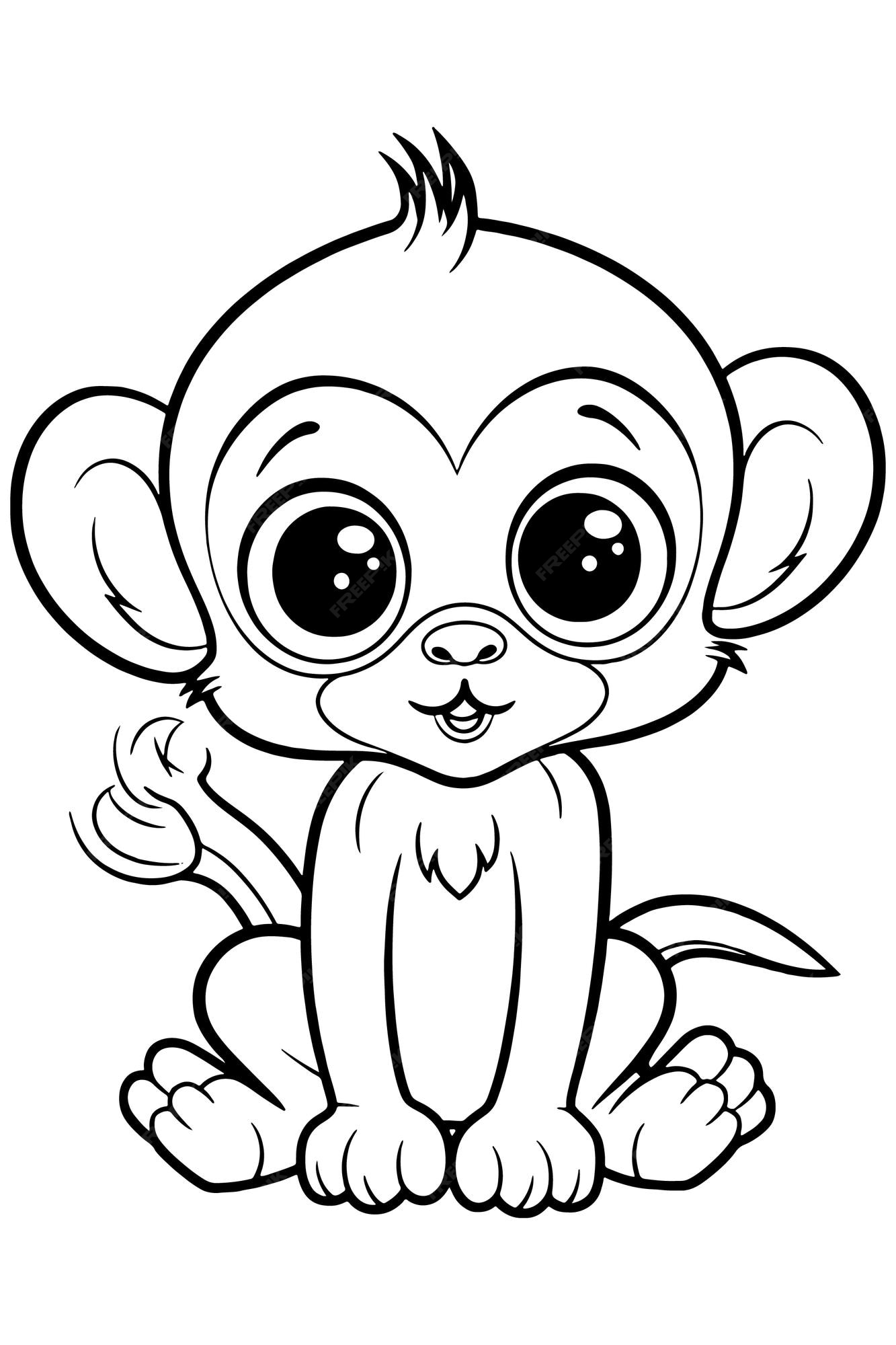 Premium vector cute animals coloring pages for kids monkey coloring pages for kids