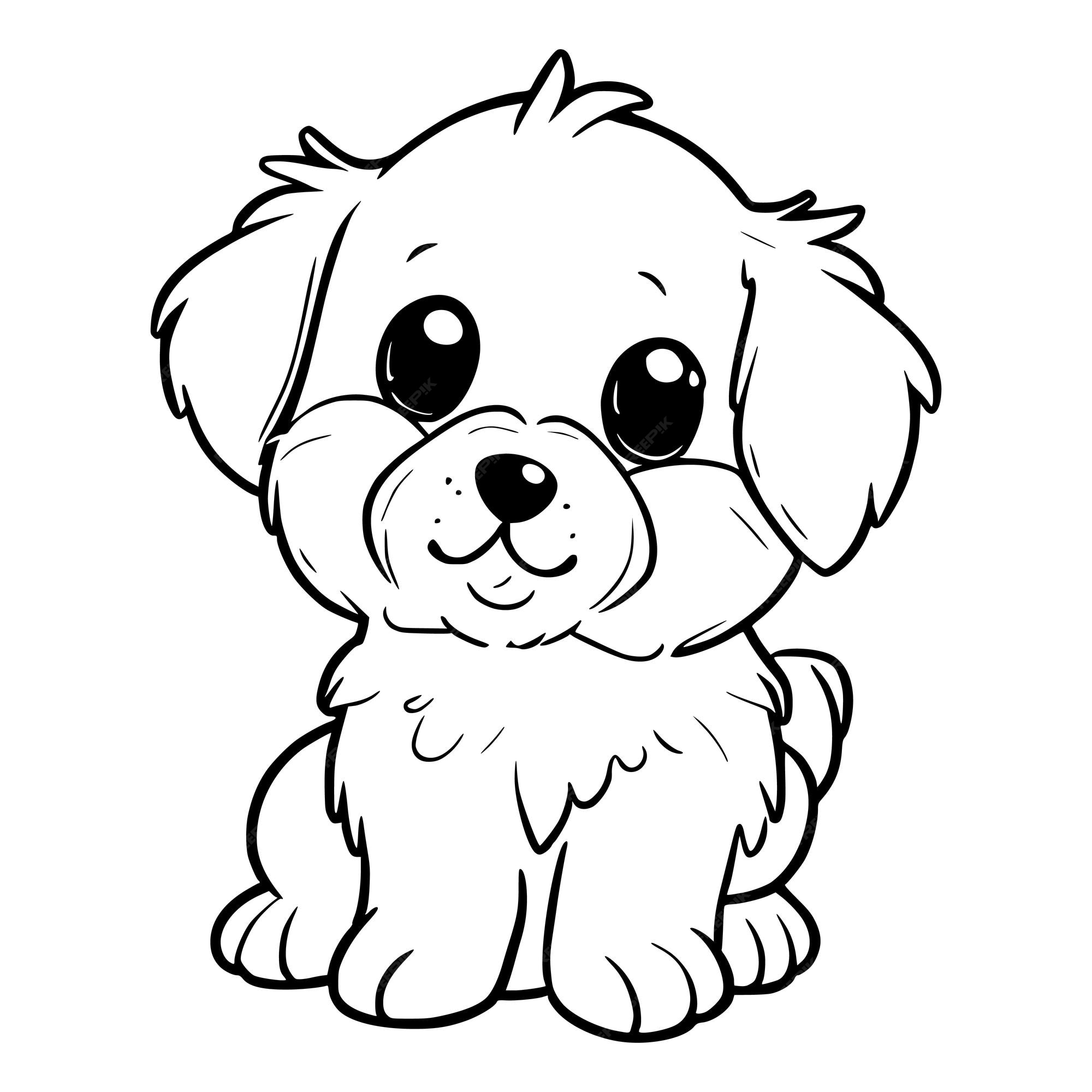 Premium vector cute puppy coloring pages for kids and toddlers