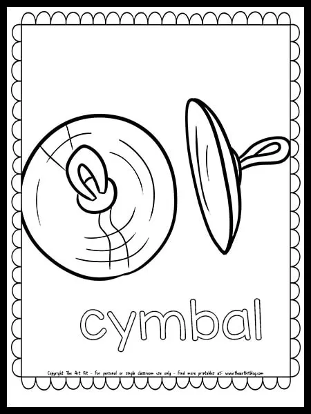 Cymbal coloring page free printable download â the art kit