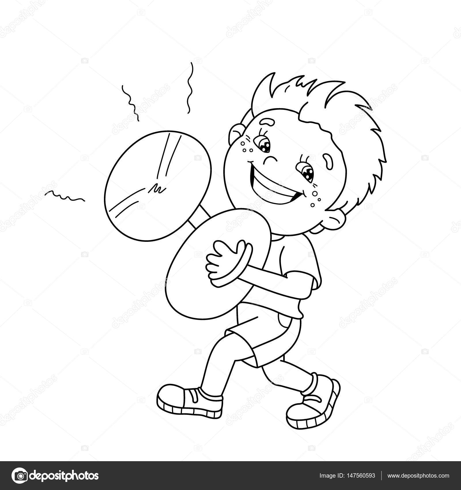 Coloring page outline of cartoon boy playing the cymbals musical instruments coloring book for kids stock vector by oleon