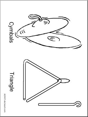 Coloring page cymbals and triangle