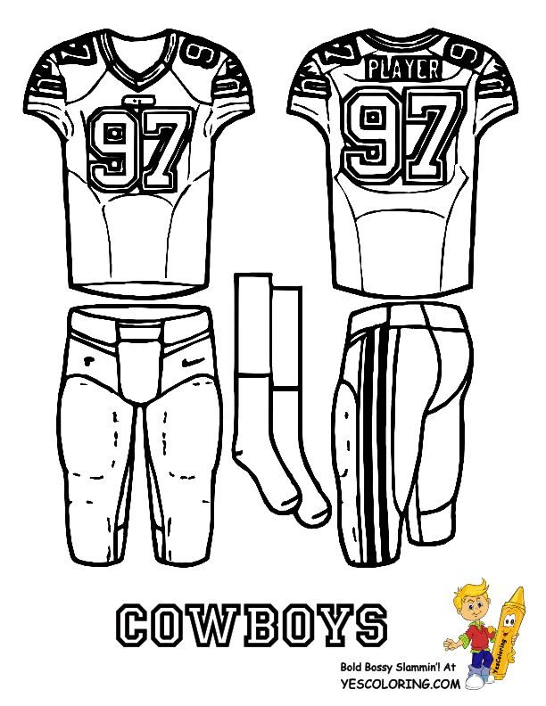 Nfl uniform coloring page dallas cowboys football coloring pages coloring pages free coloring pages