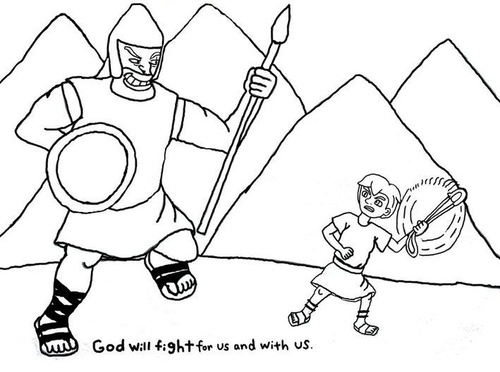 David vs goliath coloring page