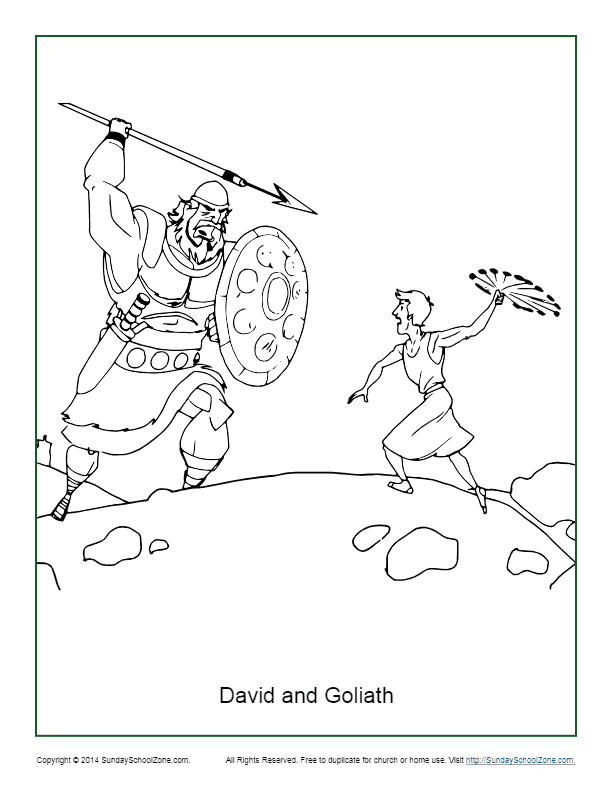 David and goliath coloring page on sunday school zone