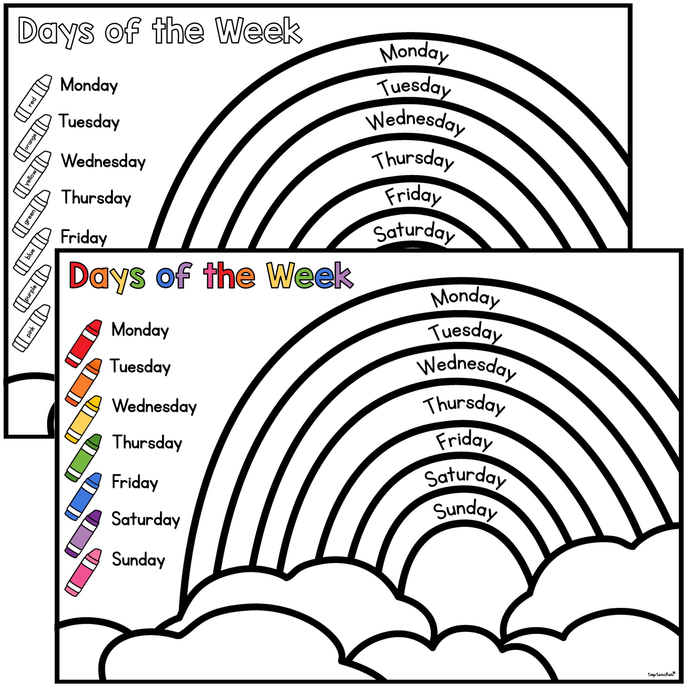 Days of the week colour by word