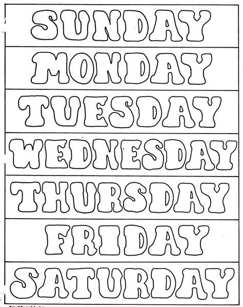 Days of the week printables elementary school enrichment activities days of the week days of the week activities color school worksheets