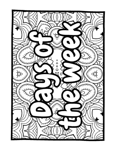 Days of the week mandala colouring pages for kids sheets pdf printable pages teaching resources