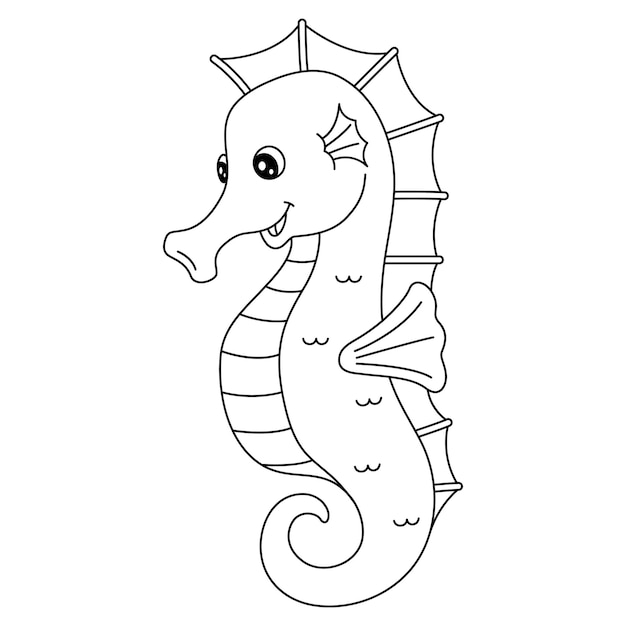 Premium vector seahorse coloring page isolated for kids