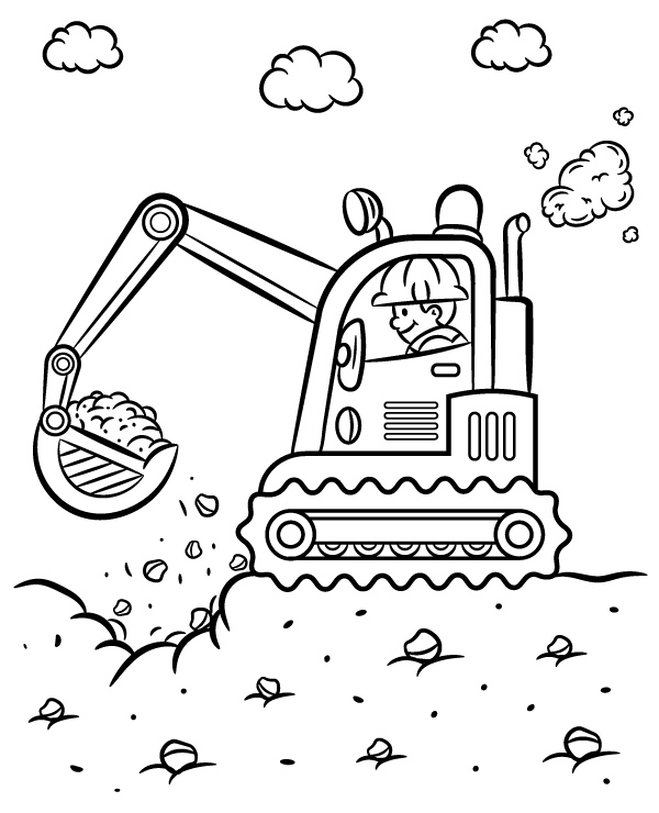 Printable coloring picture excavator