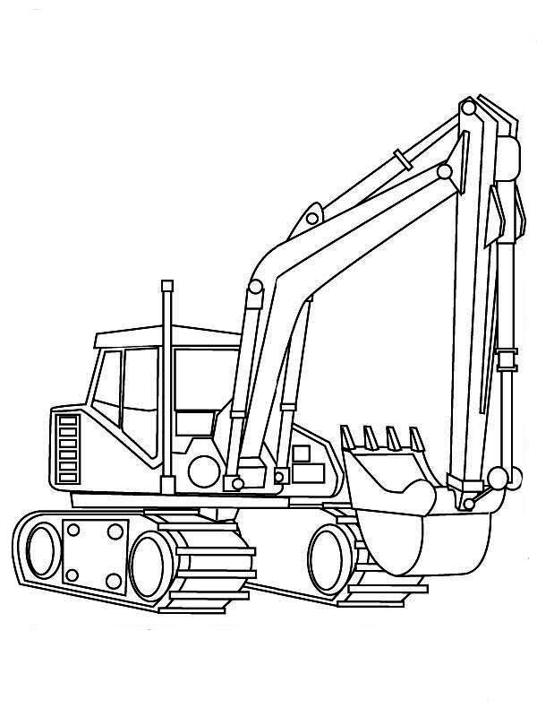 Realistic picture of excavator in digger coloring page truck coloring pages tractor coloring pages free kids coloring pages