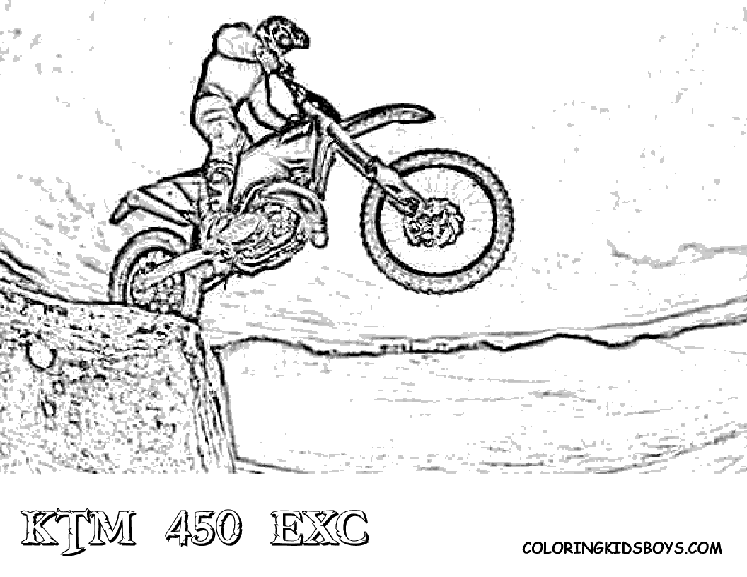 Fierce rider dirt bike coloring dirtbikes free motosports ktm exc truck coloring pages coloring pages