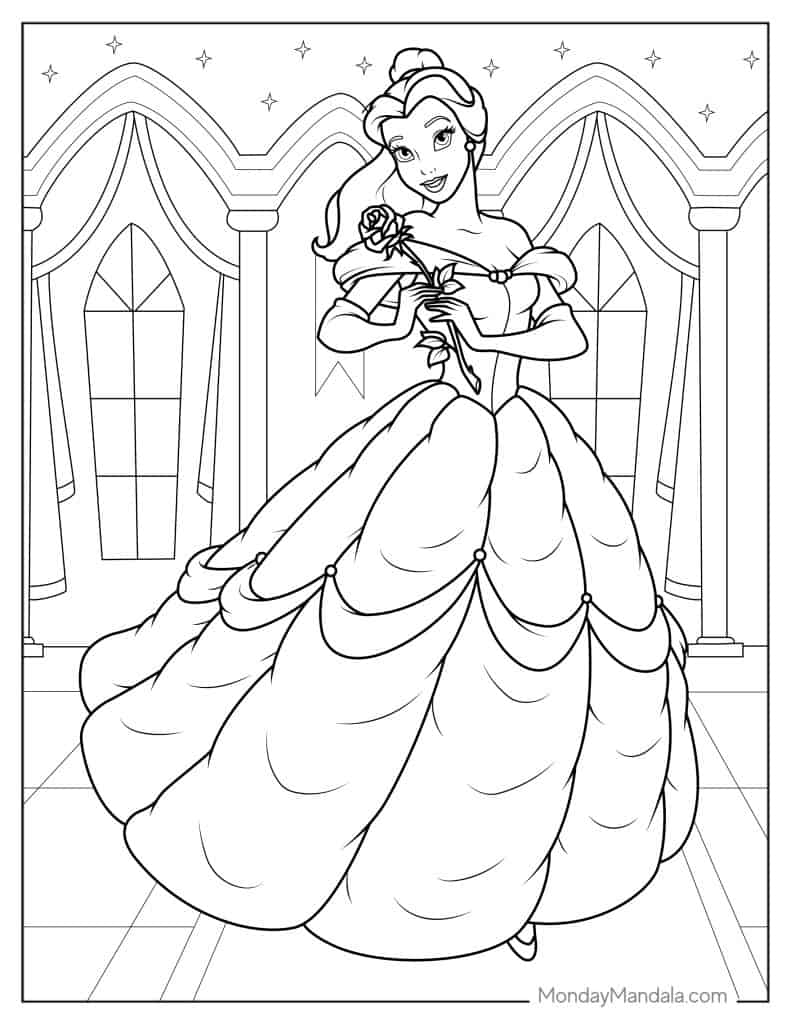 Belle coloring pages free pdf printables