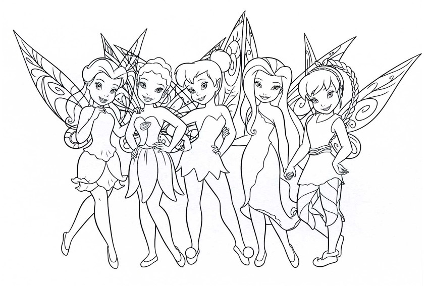 Coloring pages fairies lined up