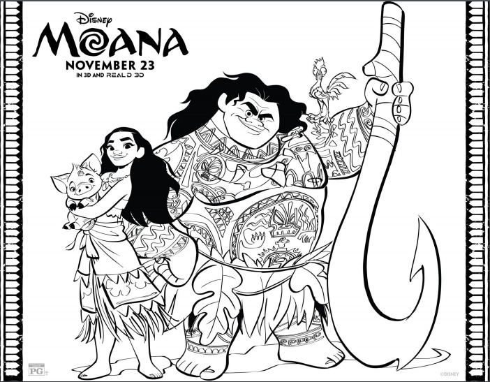 Free coloring sheets for disneys moana