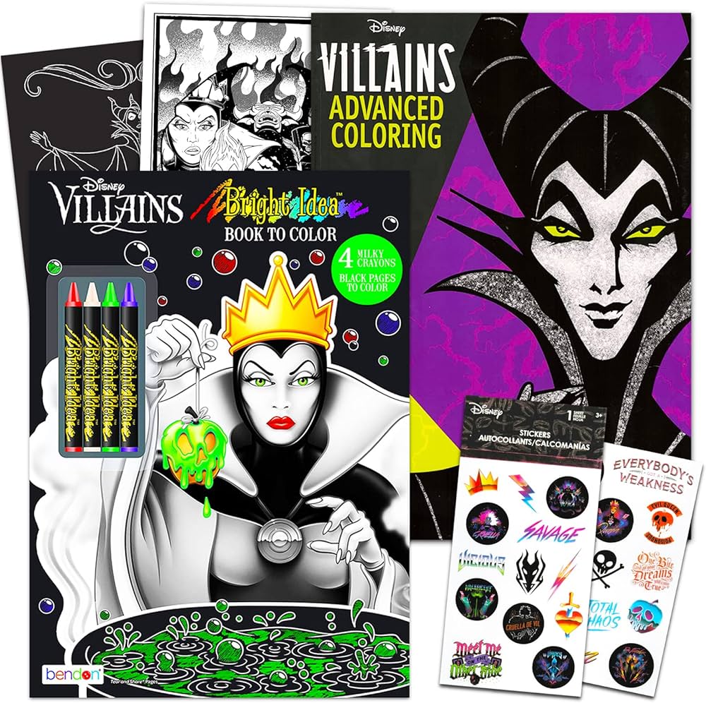 Disney villains coloring book set