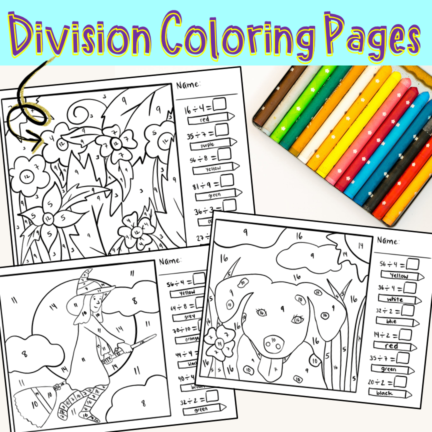 Division coloring pages made by teachers