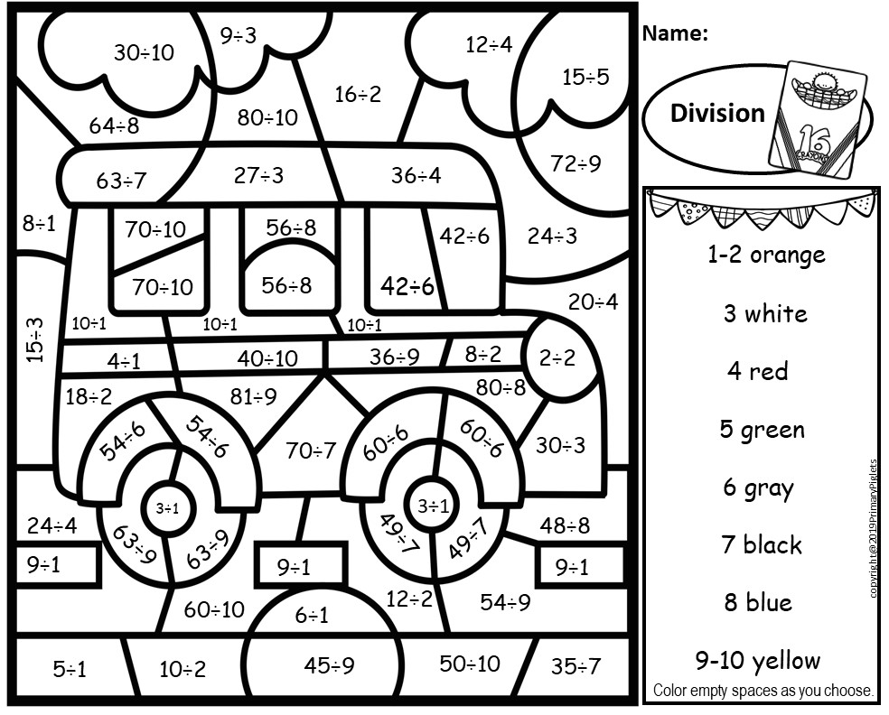 Back to school color by number division facts practice made by teachers