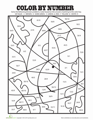 Color by number division worksheet education math coloring worksheets division worksheets math pages