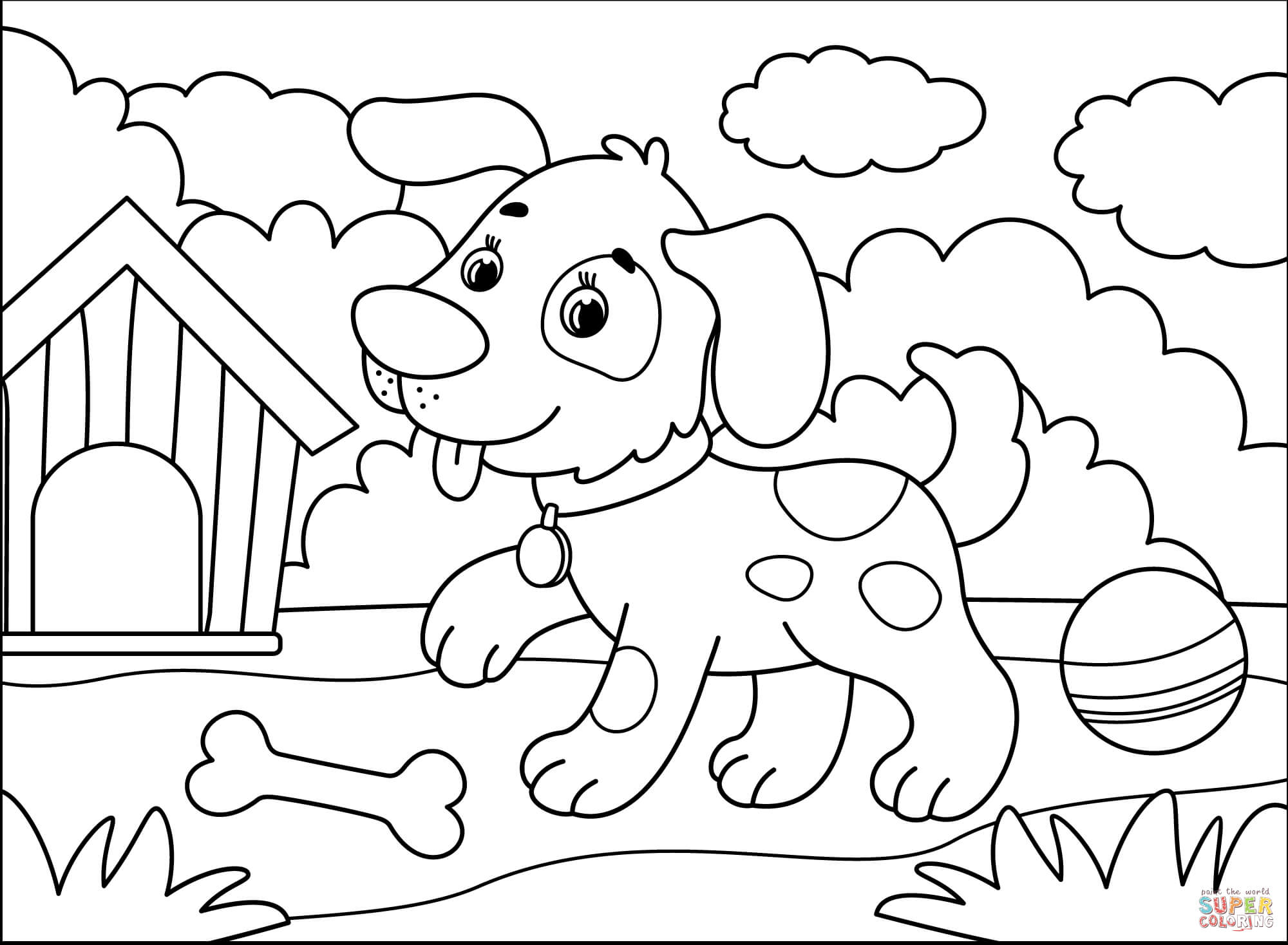 Dog coloring page free printable coloring pages