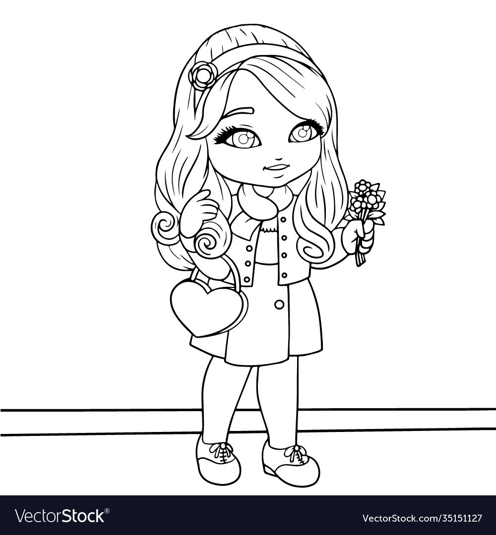 Cute doll coloring book royalty free vector image