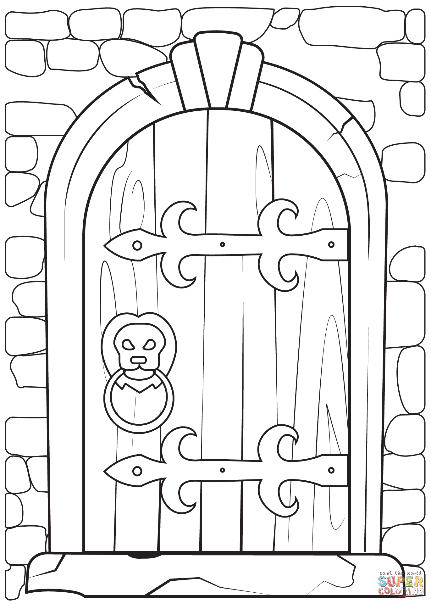 Closed castle door coloring page free printable coloring pages