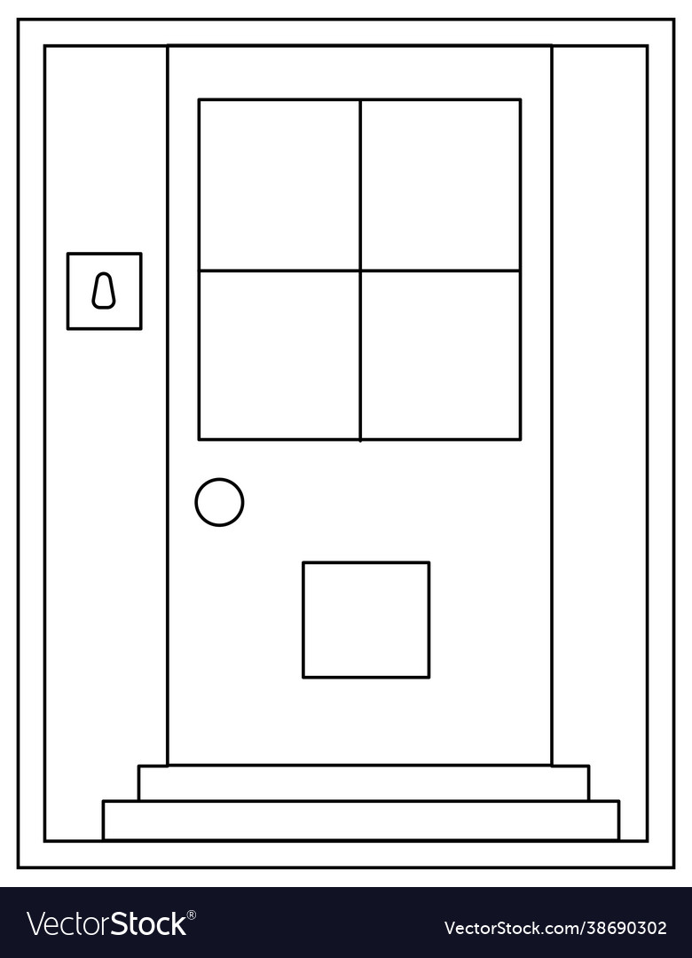 Door colouring page royalty free vector image