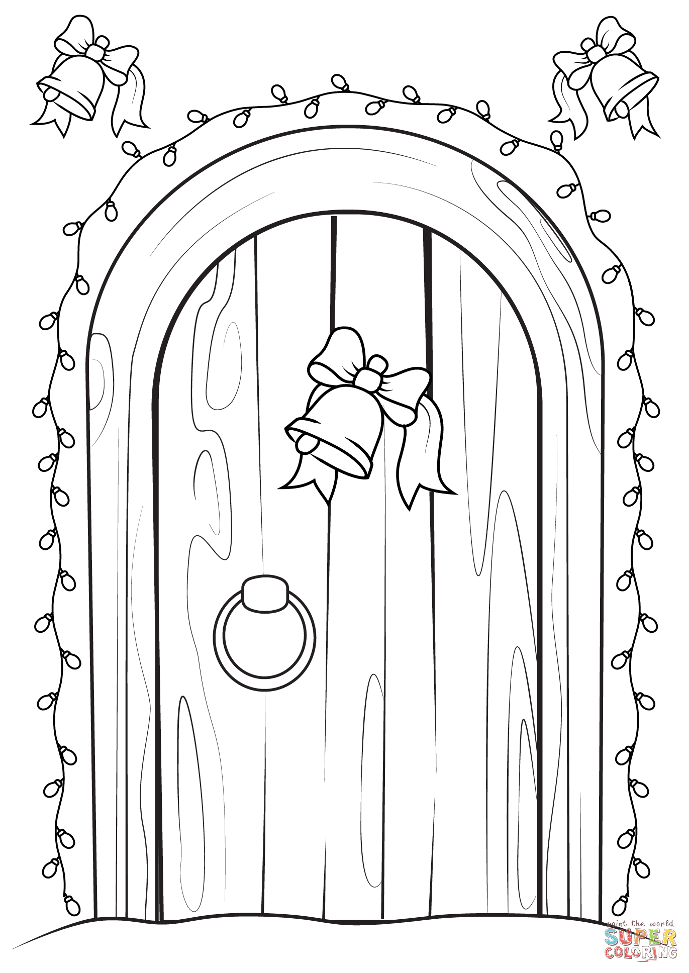 Christmas house door coloring page free printable coloring pages