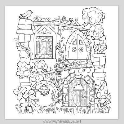 Fairy doors coloring page c