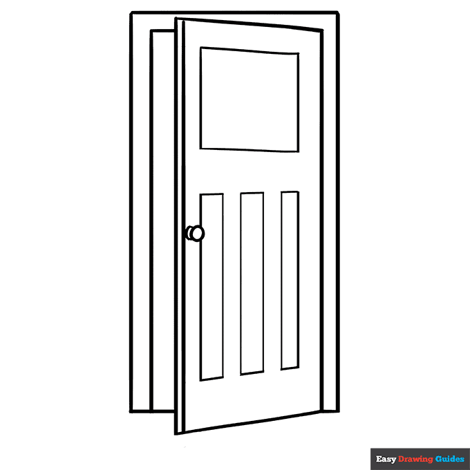 Door coloring page easy drawing guides