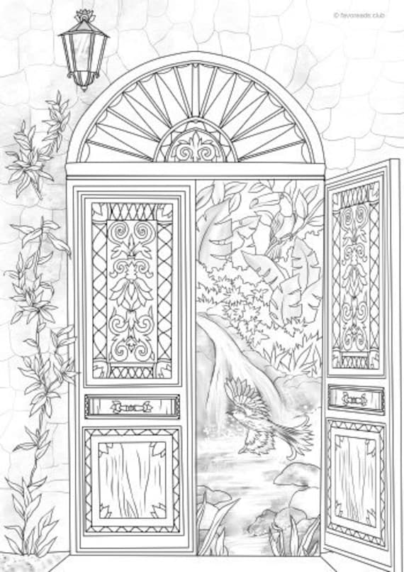 Door printable adult coloring page from favoreads coloring book pages for adults and kids coloring sheets coloring designs