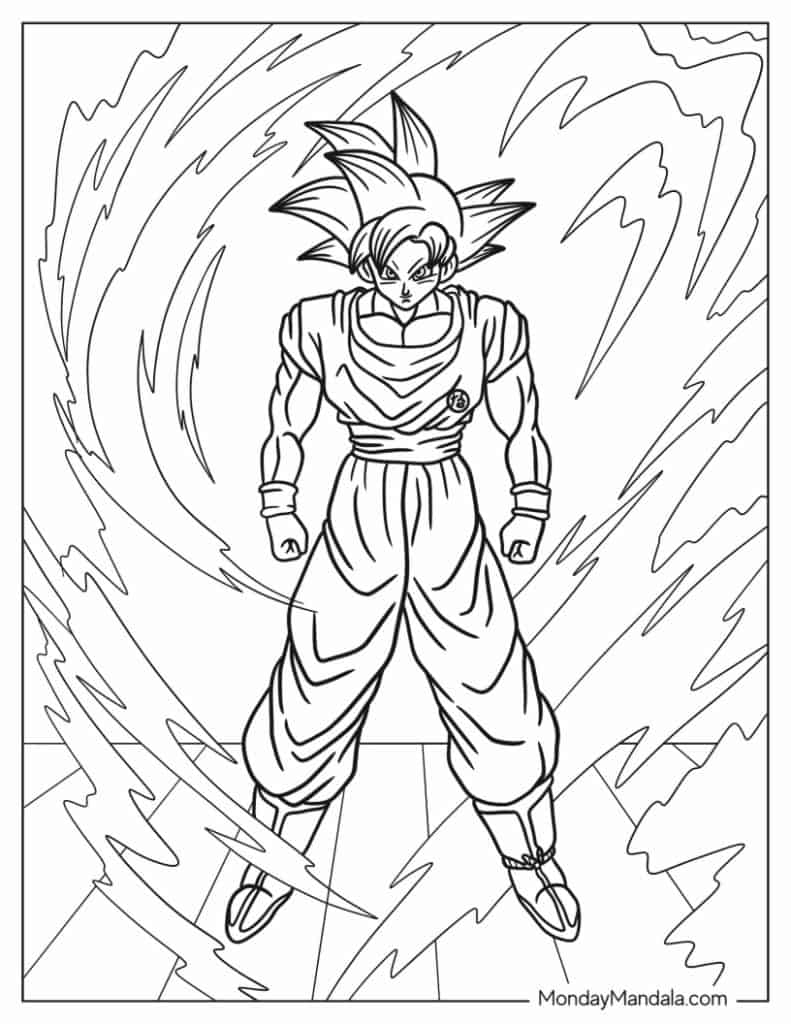 Goku coloring pages free pdf printables