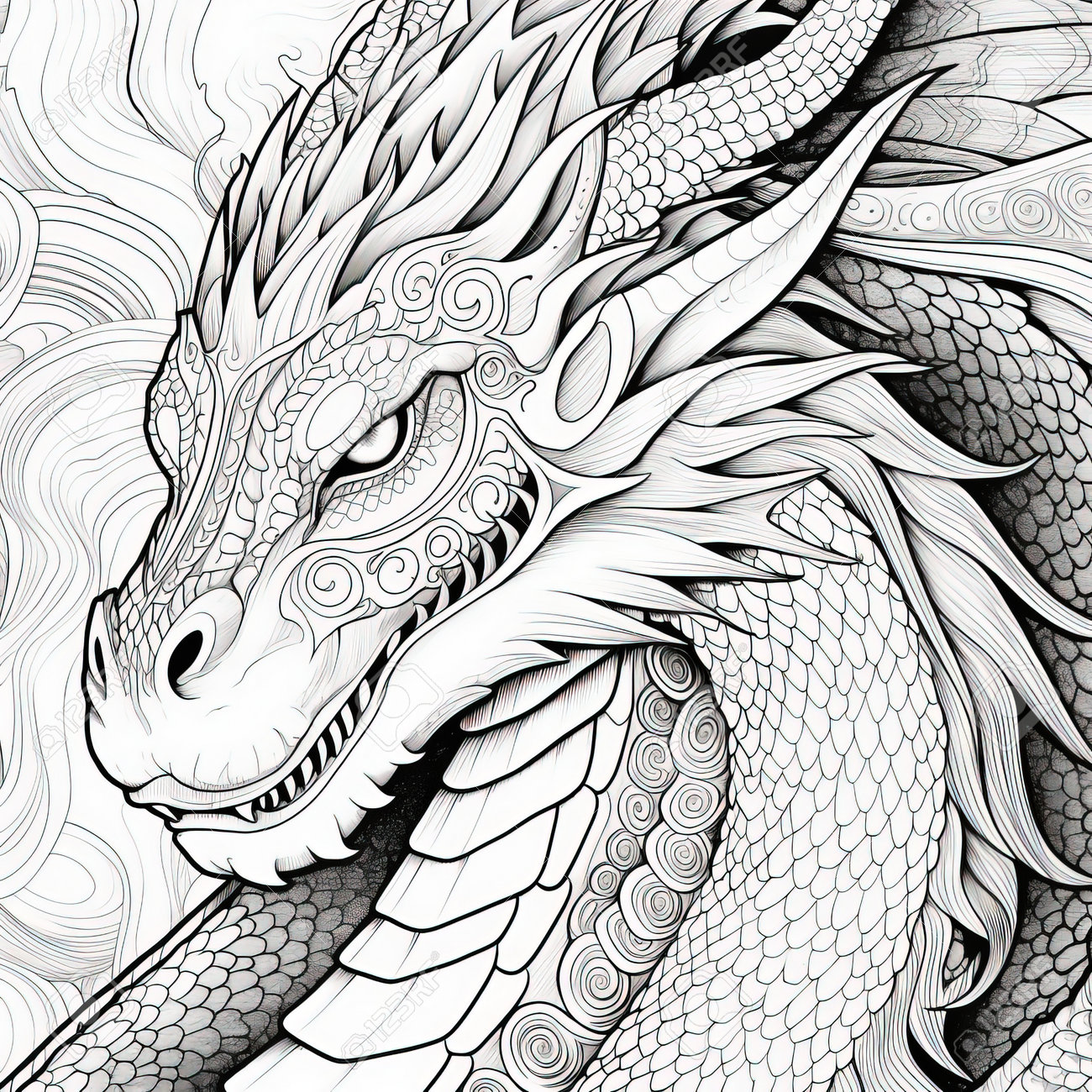 Dragon coloring pages for adults stock photo picture and royalty free image image