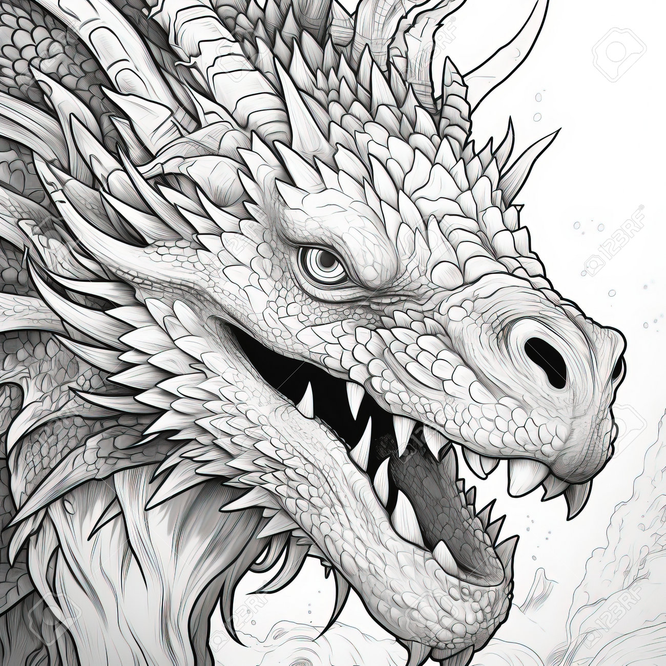 Dragon coloring pages for adults stock photo picture and royalty free image image