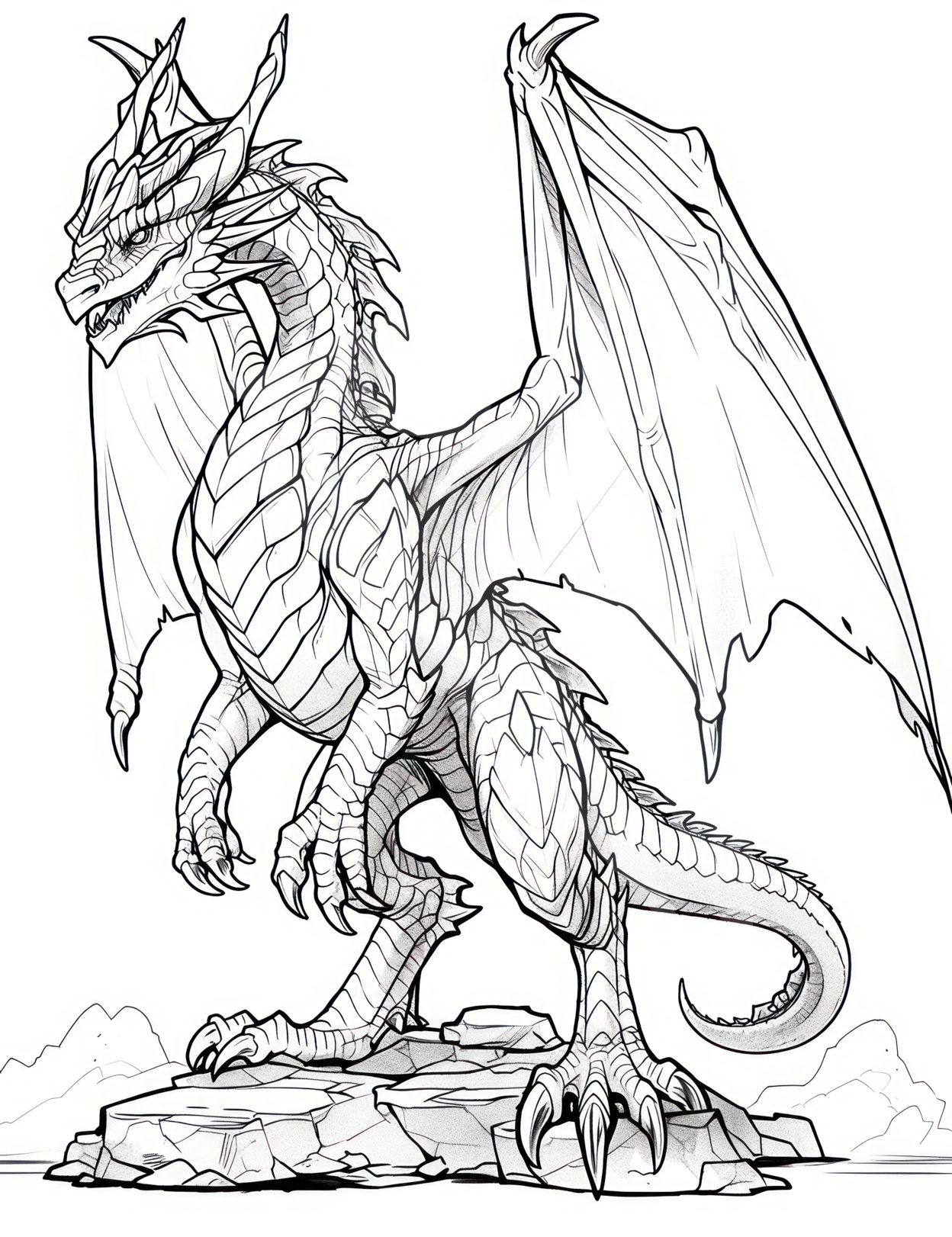 Majestic dragon coloring pages for kids and adults