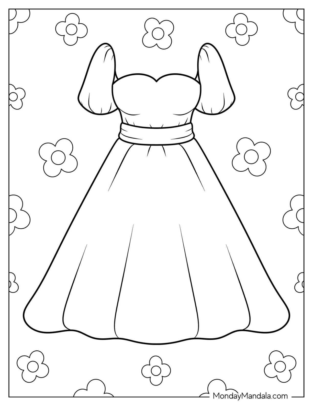 Dress coloring pages free pdf printables