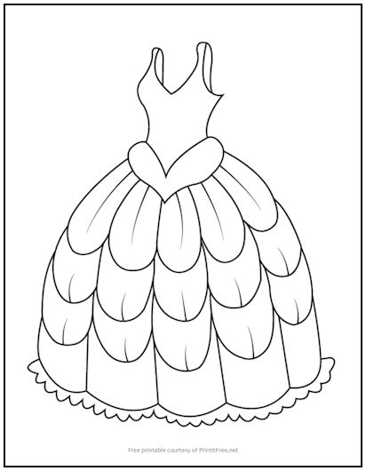 Fancy ball gown coloring page print it free