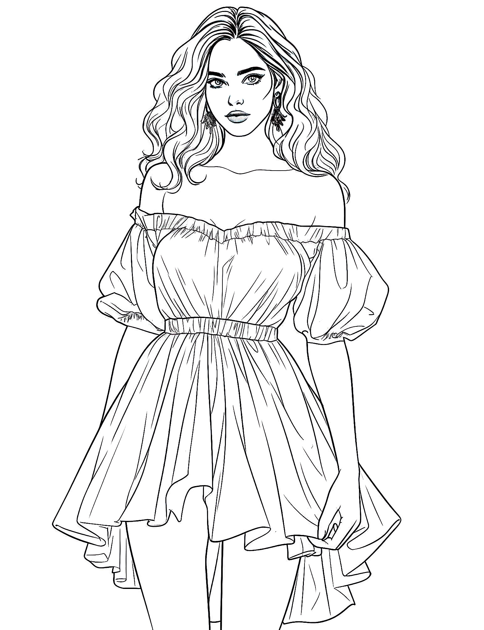 Stunning dress coloring pages for kids and adults