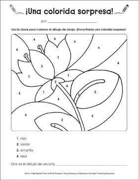 Una colorida sorpresa draw and write prompt printable skills sheets hidden pictures