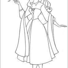 Princess aurora with a bird coloring pages