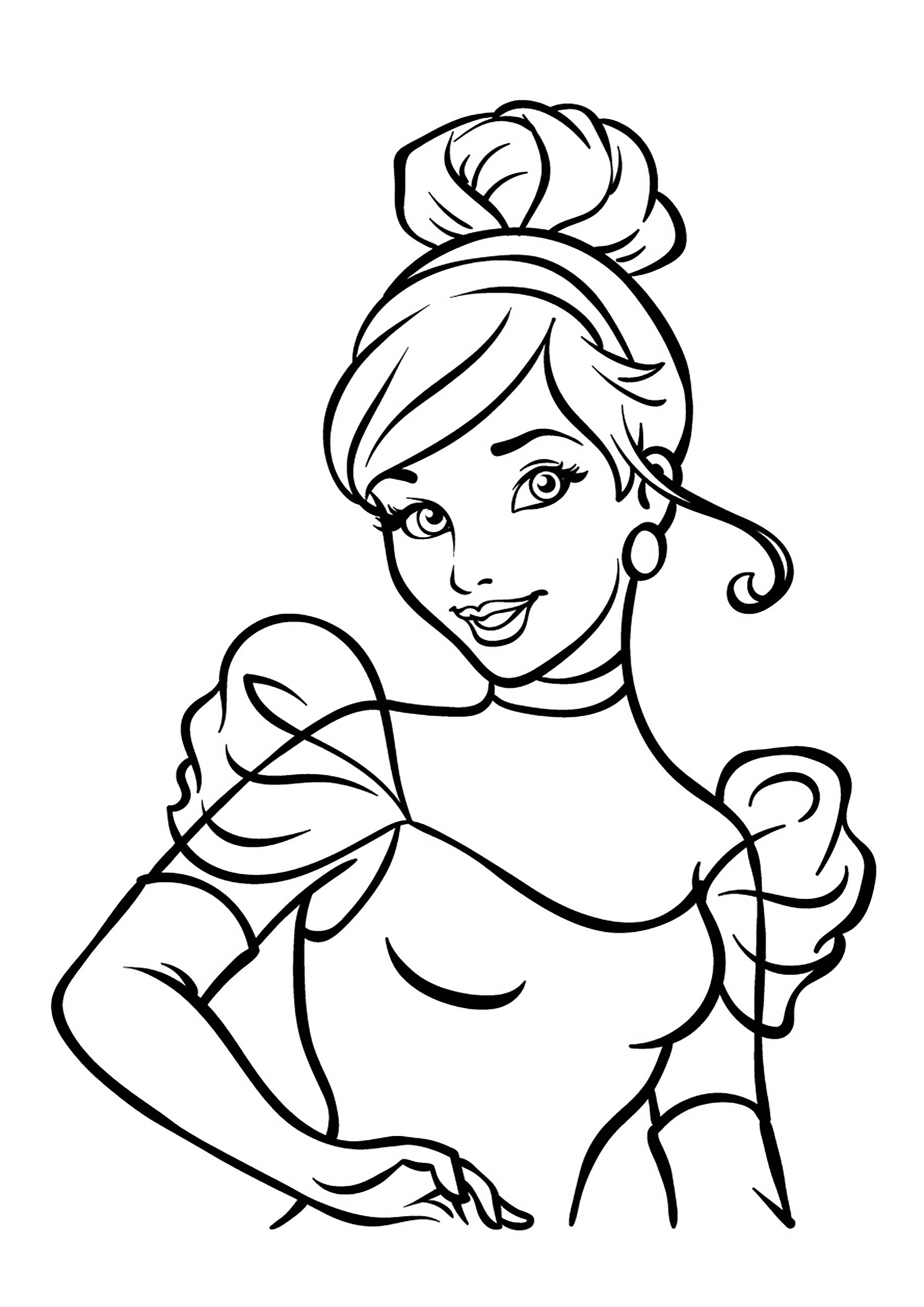 Pretty cinderella in a very easy coloring page