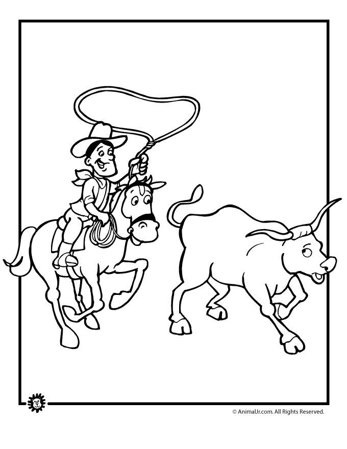 Cowboy coloring pages cattle roping cowboy coloring page â animal jr coloring pages valentine coloring pages horse coloring pages