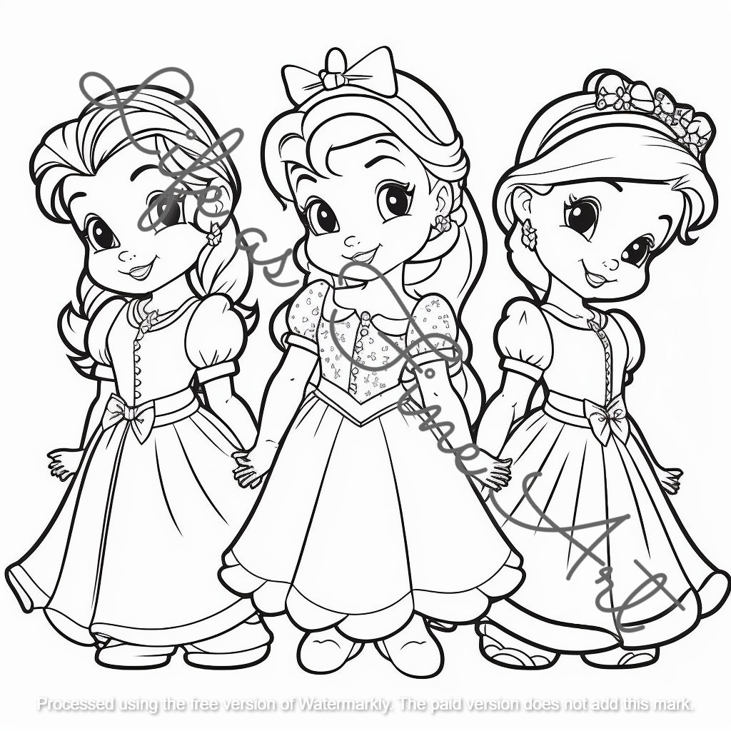 Cartoon little princess coloring pages for girls kdp interior coloring book designs for publishing coloring book mercial use