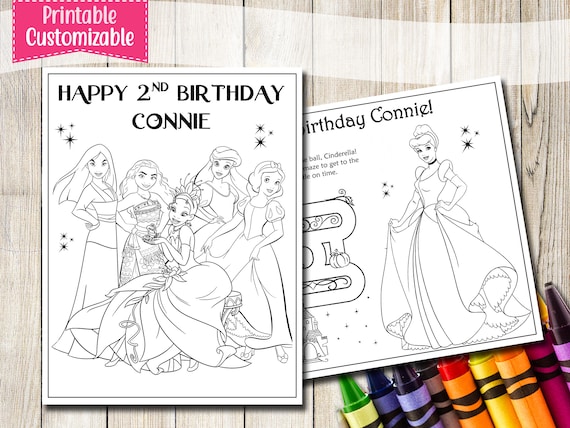 Disney princesses coloring pages printable disney princess party favors disney princess birthday party favor princess coloring book