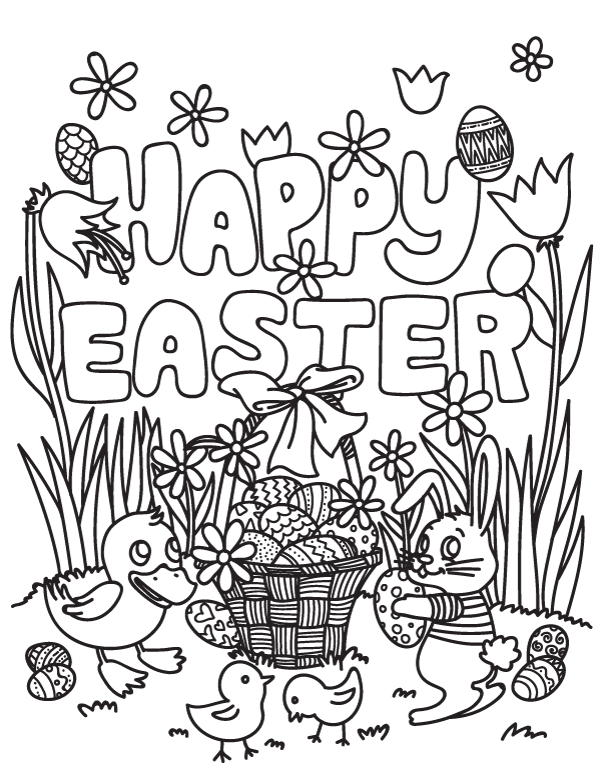 Printable happy easter coloring page