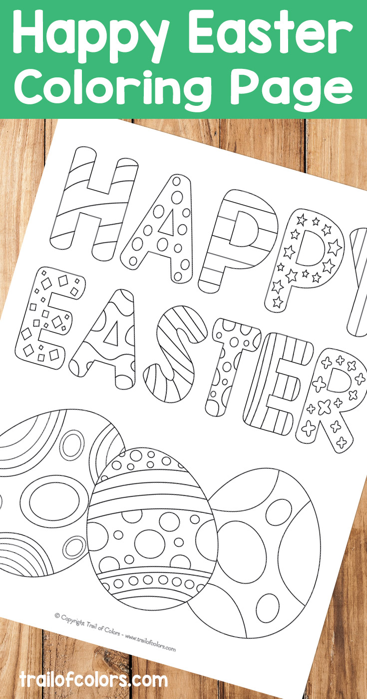 Happy easter coloring page for kids